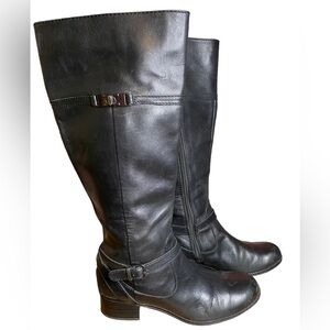 BANDOLINO Women's Black Leather Knee High Riding Boot Size 7.5